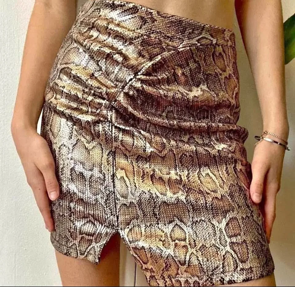 Zara Gold Snake Skin Skirt thumbnail