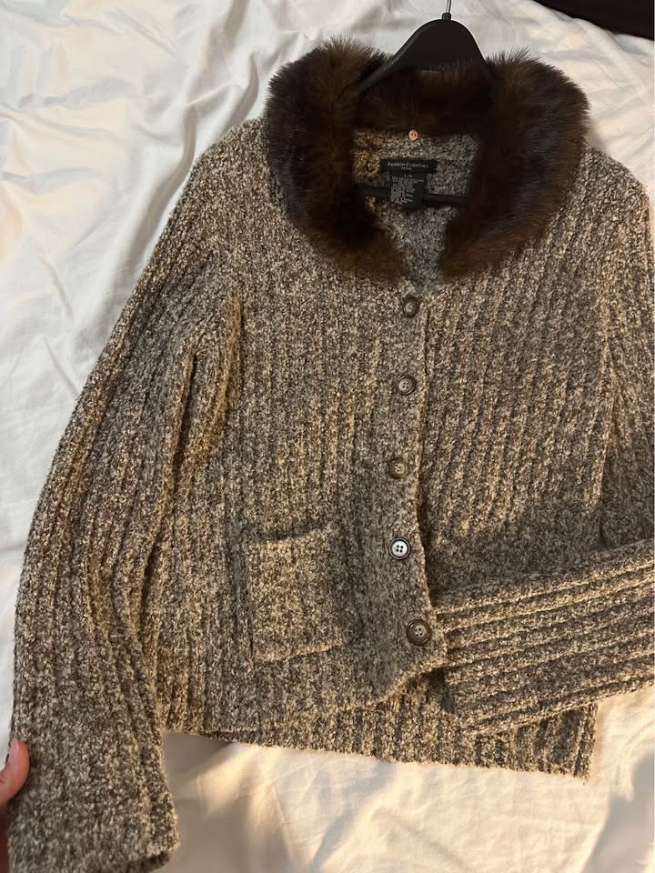Fur Trim Knit Cardigan - photo 3