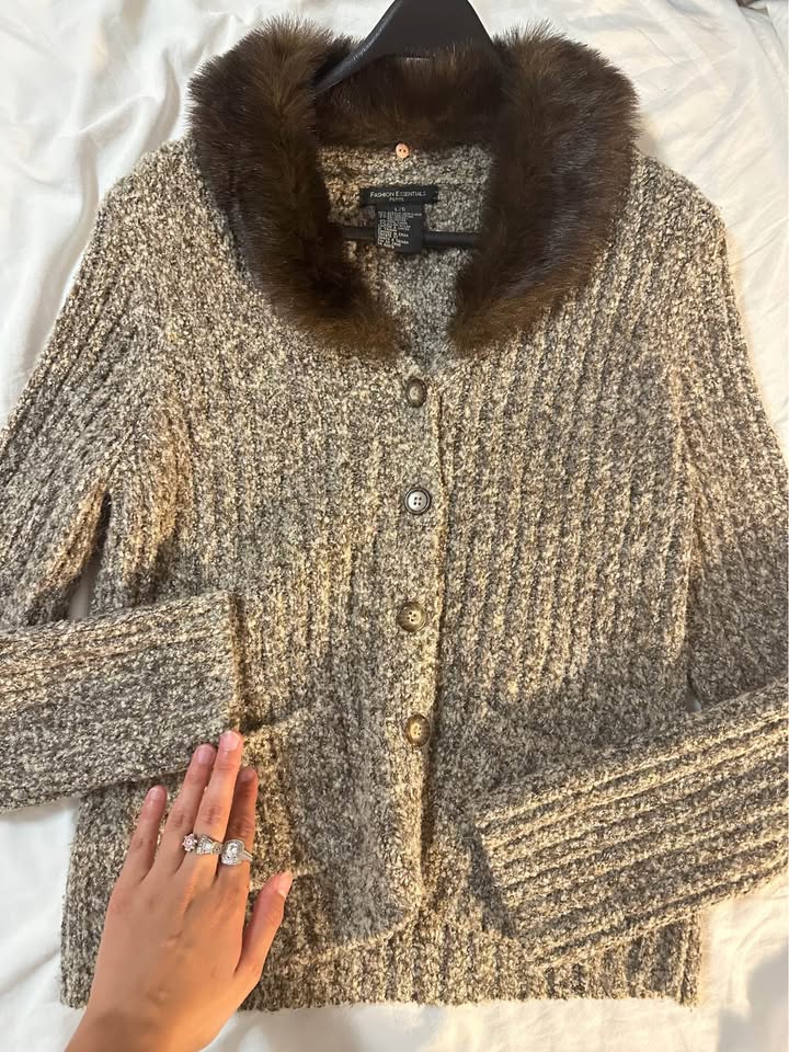 Fur Trim Knit Cardigan - photo 5