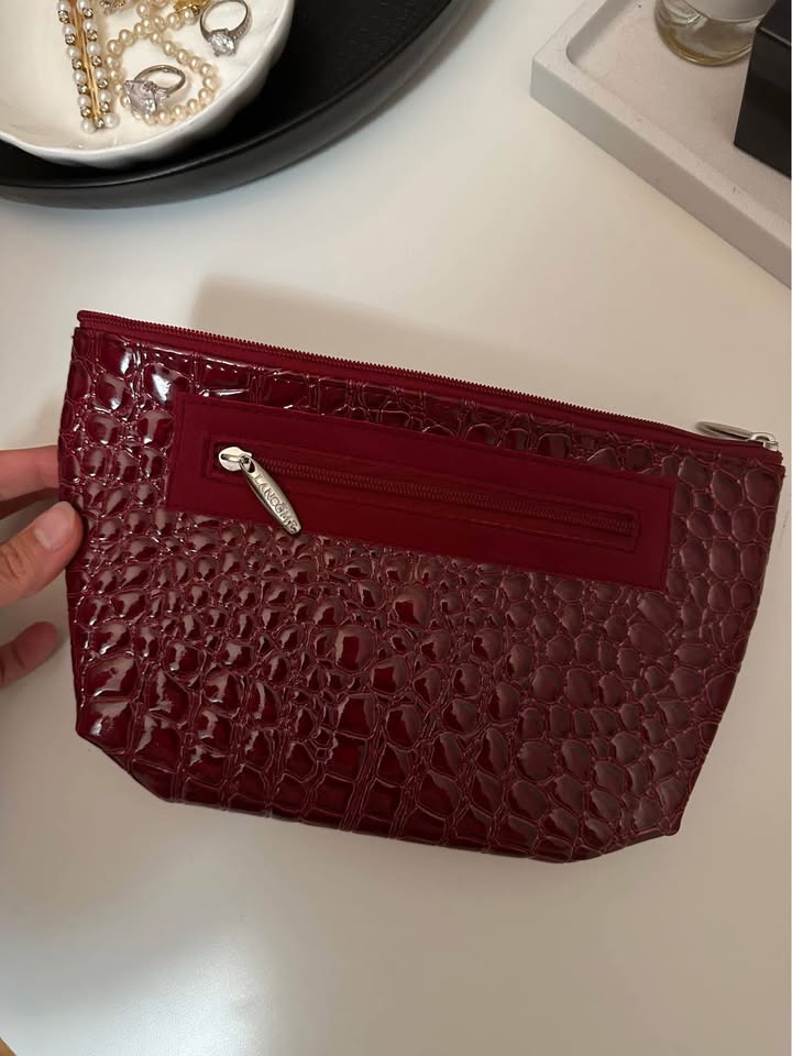 Red Lancôme Makeup Bag Like New - photo 3