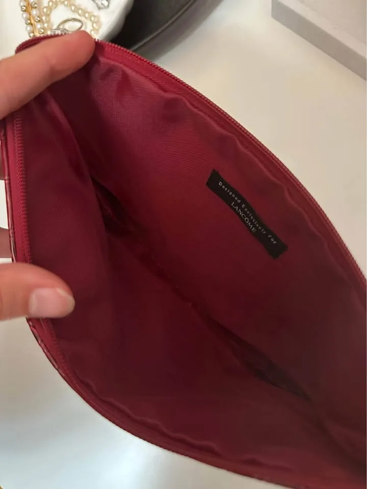Red Lancôme Makeup Bag Like New image indicator(4)