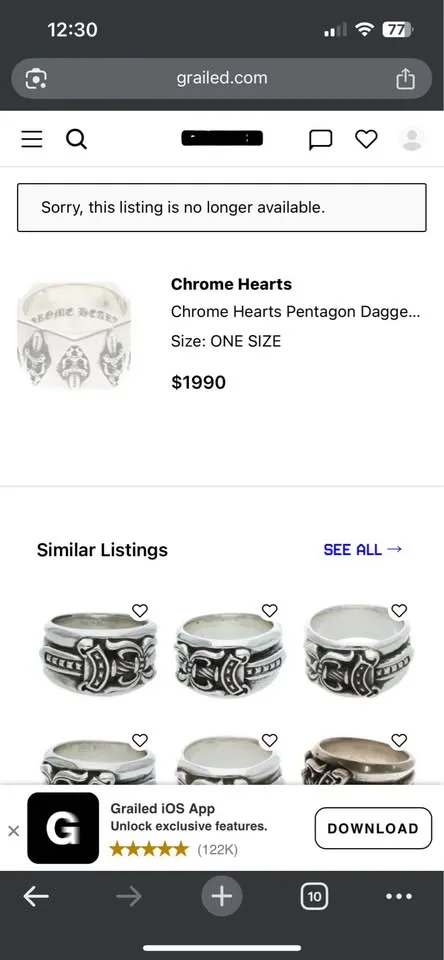 Chrome Hearts Ring Pentagon Dagger 8.5 size Mens image indicator(9)