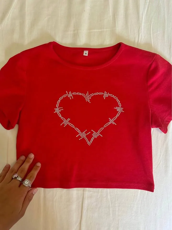 Y2K Red Cropped Shirt thumbnail