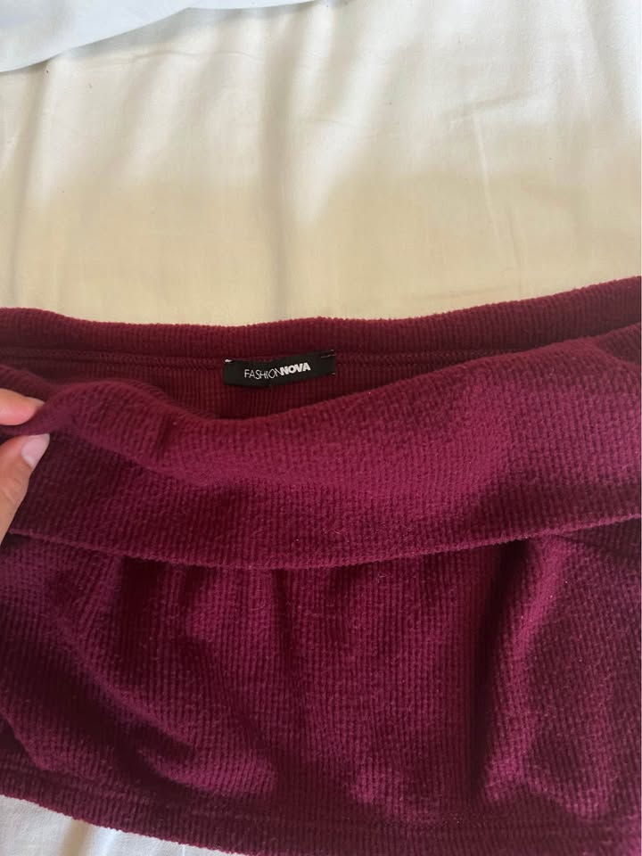 Burgundy Off Shoulder Sweater Top - photo 3