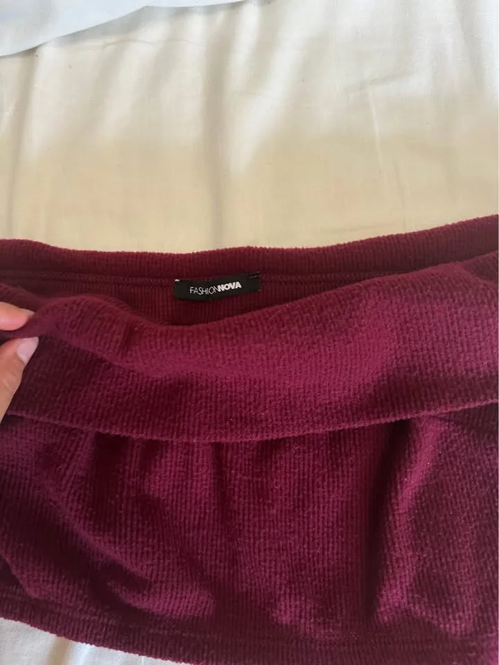 Burgundy Off Shoulder Sweater Top image indicator(3)