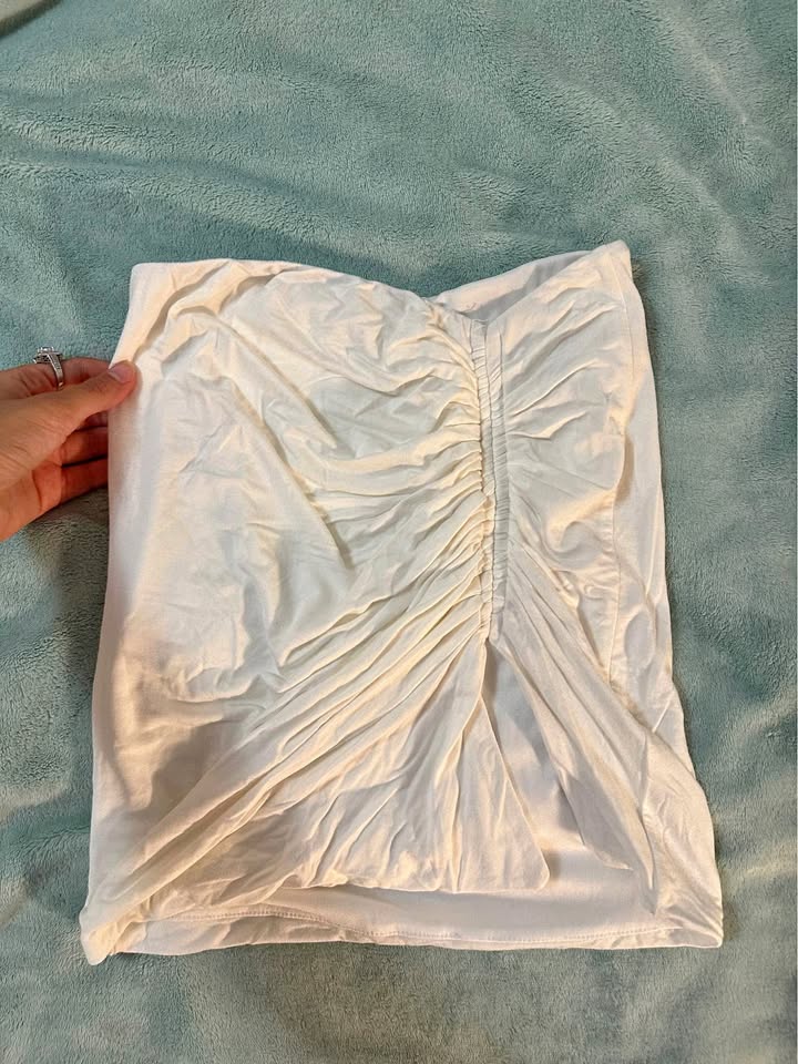 White Scrunched Mini Skirt