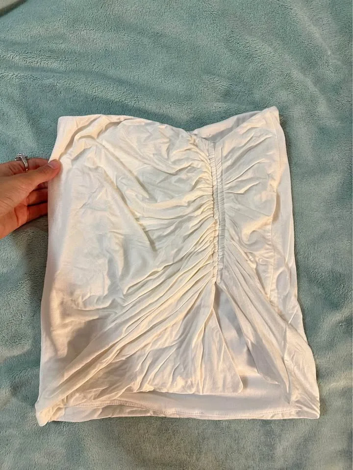 White Scrunched Mini Skirt thumbnail