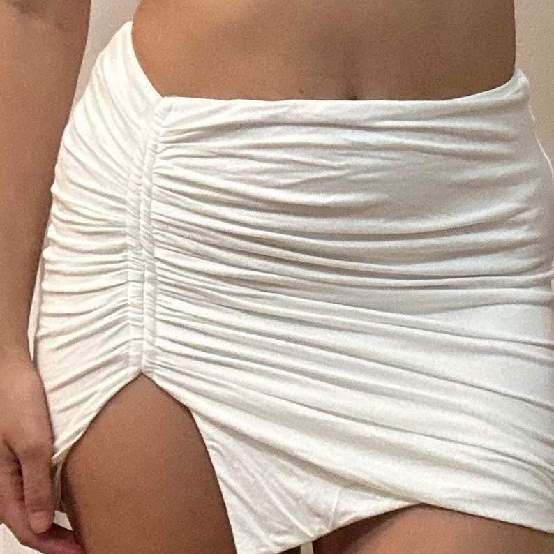 White Scrunched Mini Skirt - photo 3