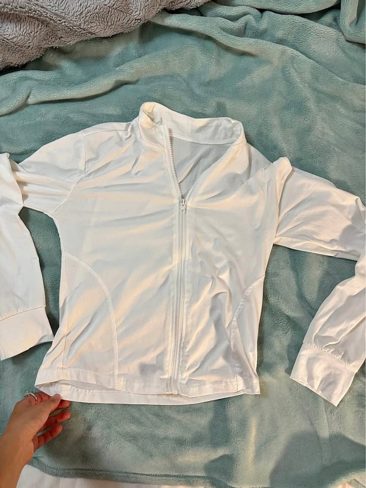White Athleisure Zip Up