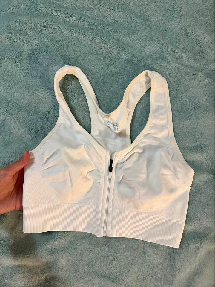 White Zip Sports Bra