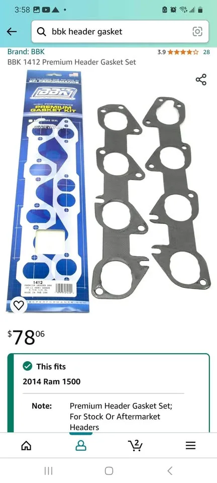 BBK header/exhaust manifold gasket set image indicator(3)