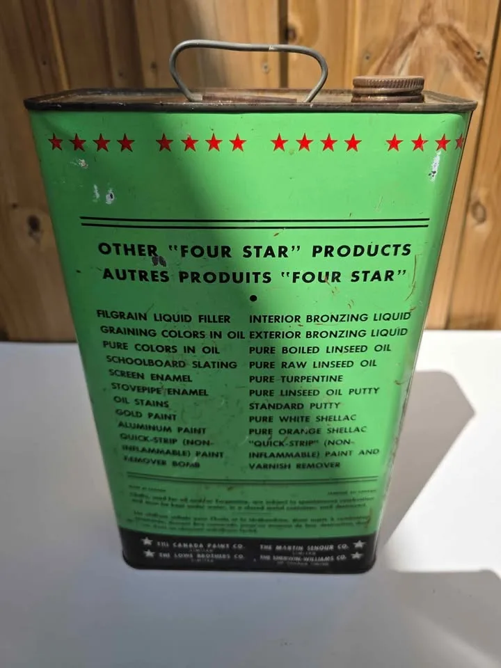 1940's "Four Star" Pure Turpentine tin image indicator(5)