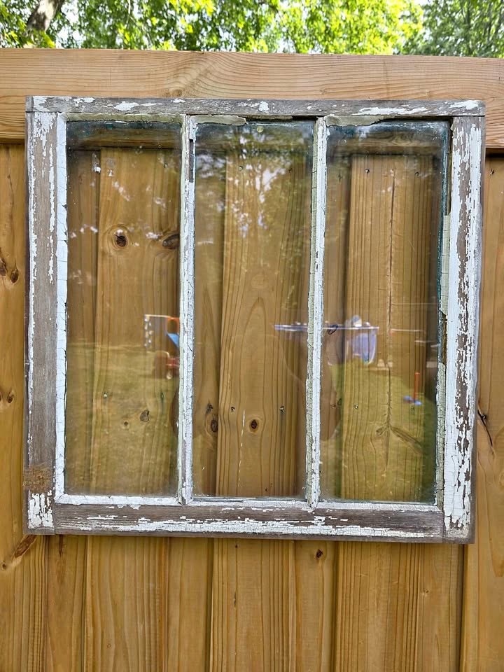 Vintage window frame w/ glass
