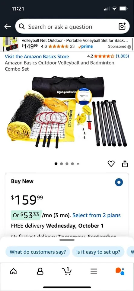 Amazon basics Volleyball and Badminton set thumbnail