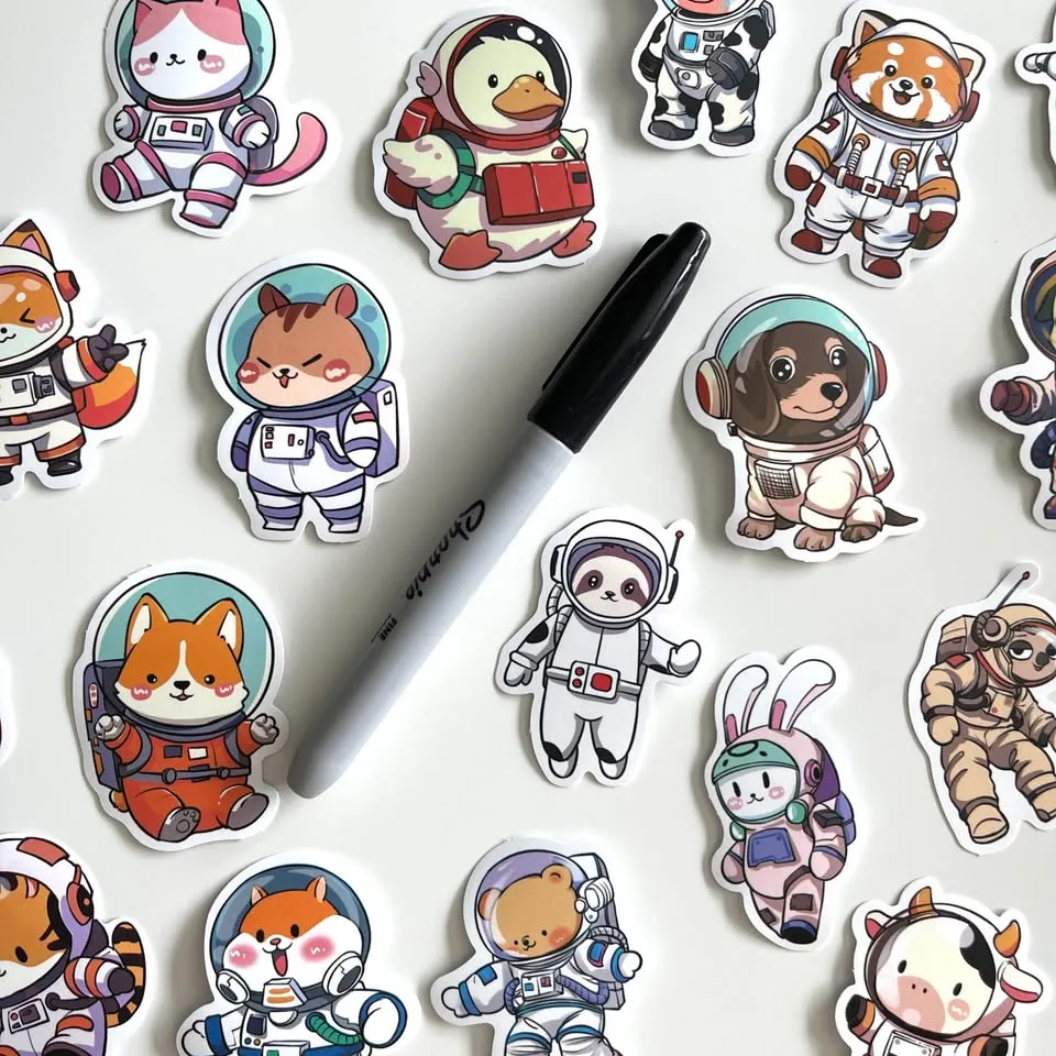 Pack of 25 Astronaut Animal Stickers #1 image indicator(5)