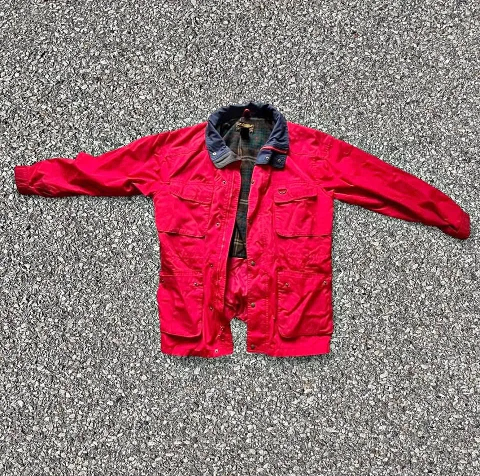 Vintage Eddie Bauer Jacket Mens Size Large Wool Lined Red