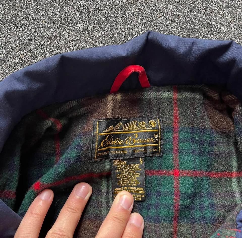 Vintage Eddie Bauer Jacket Mens Size Large Wool Lined Red - photo 3