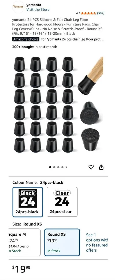 New Chair Leg Floor Protectors - 24 PCS thumbnail