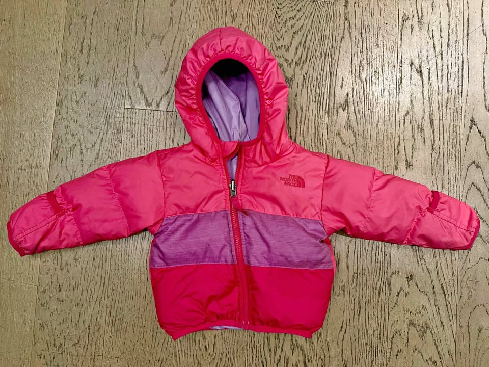 North face 6-12 month reversible down jacket