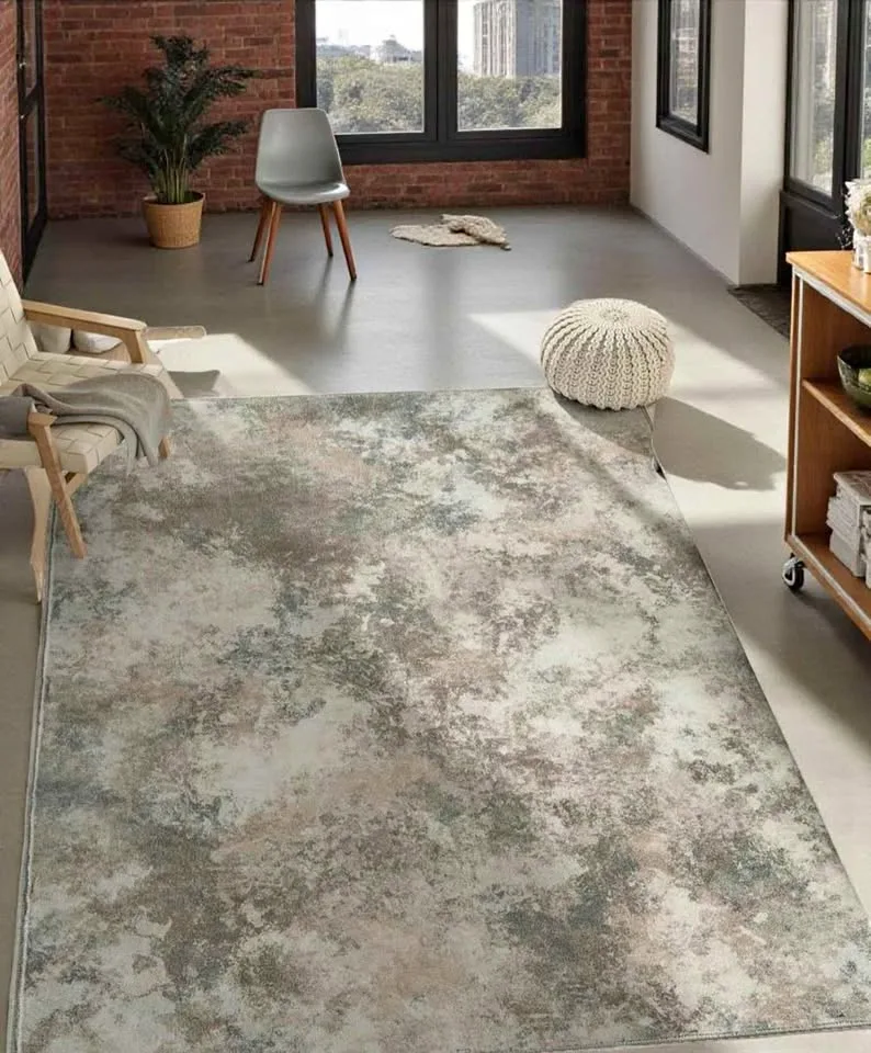 AREA RUG BRAND NEW MODERN BEIGE & GREY 6x9 ft thumbnail