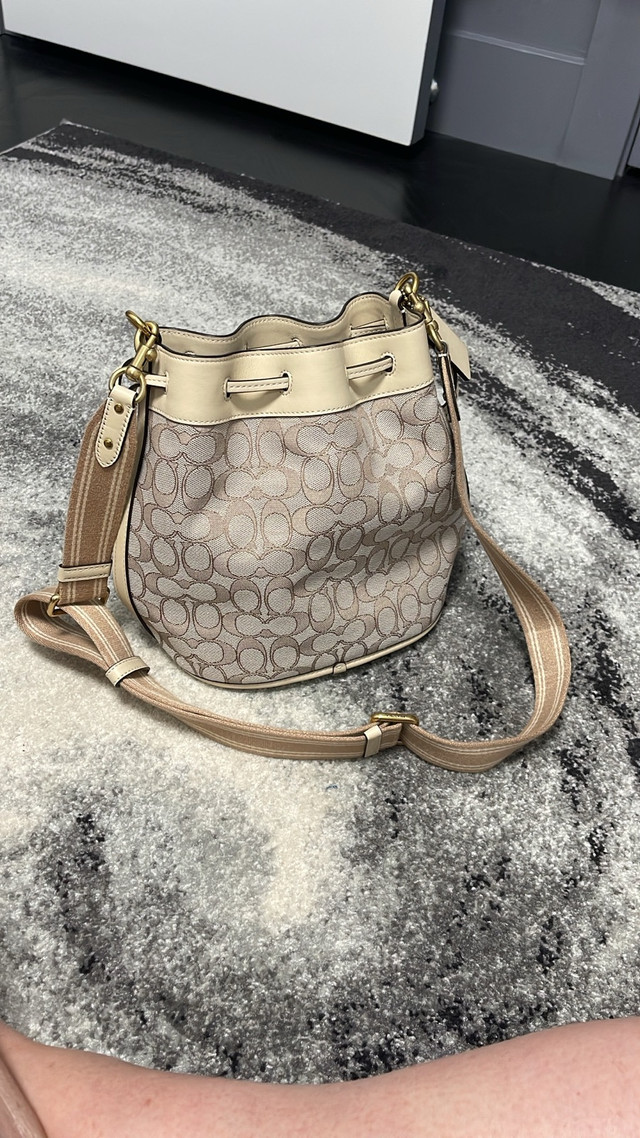 Coach Jacquard and smooth leather bucket bag