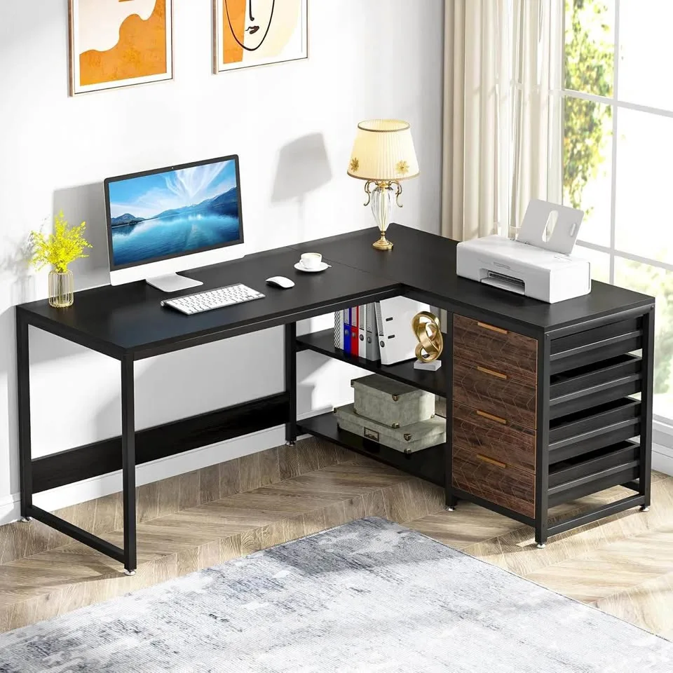 Tribesigns L Shaped Computer Desk with Storage Drawers thumbnail