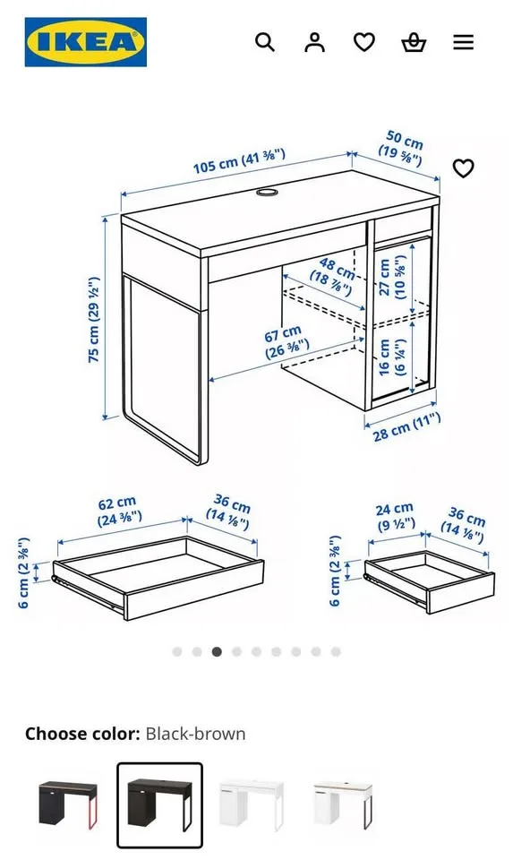 IIKEA MICKE Desk, black. Used, in good condition. image indicator(2)