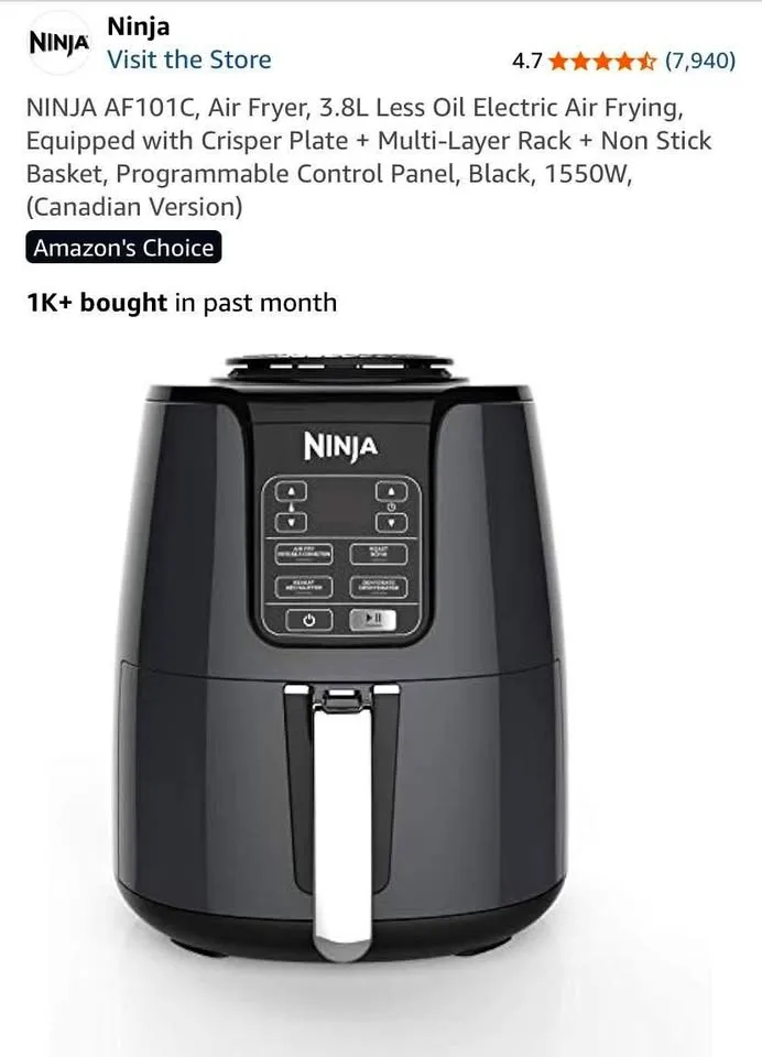 Ninja Air fryer 3.8 L . Slightly used, like new thumbnail
