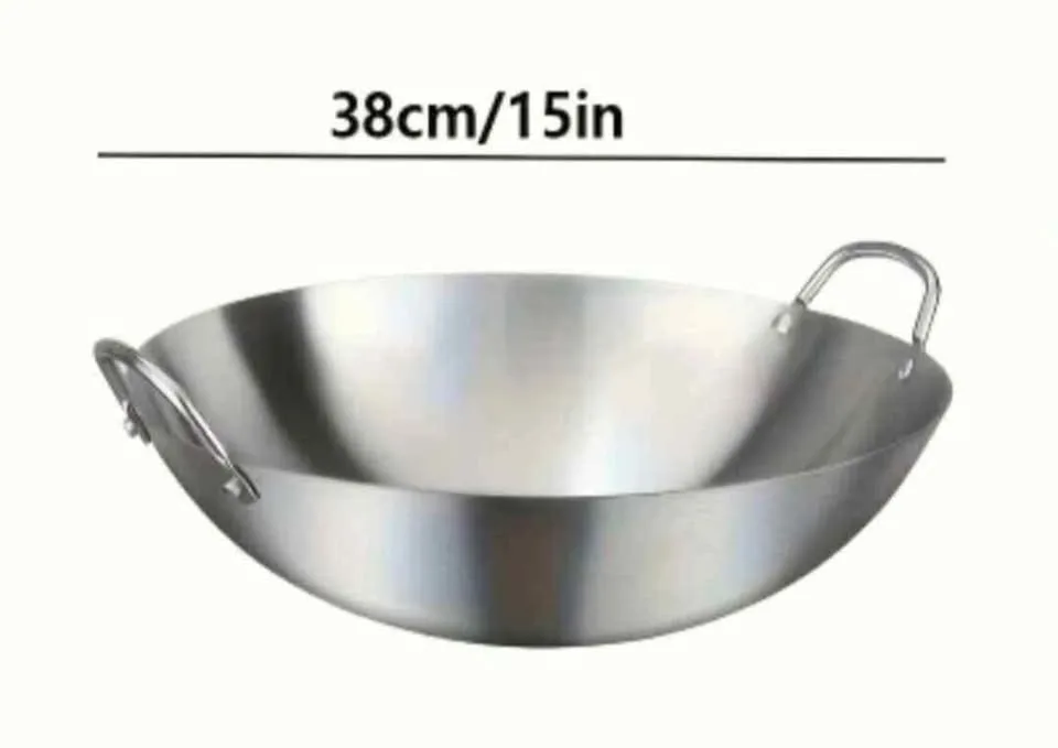 Brand new stainless steel Large capacity 15inch wok image indicator(2)