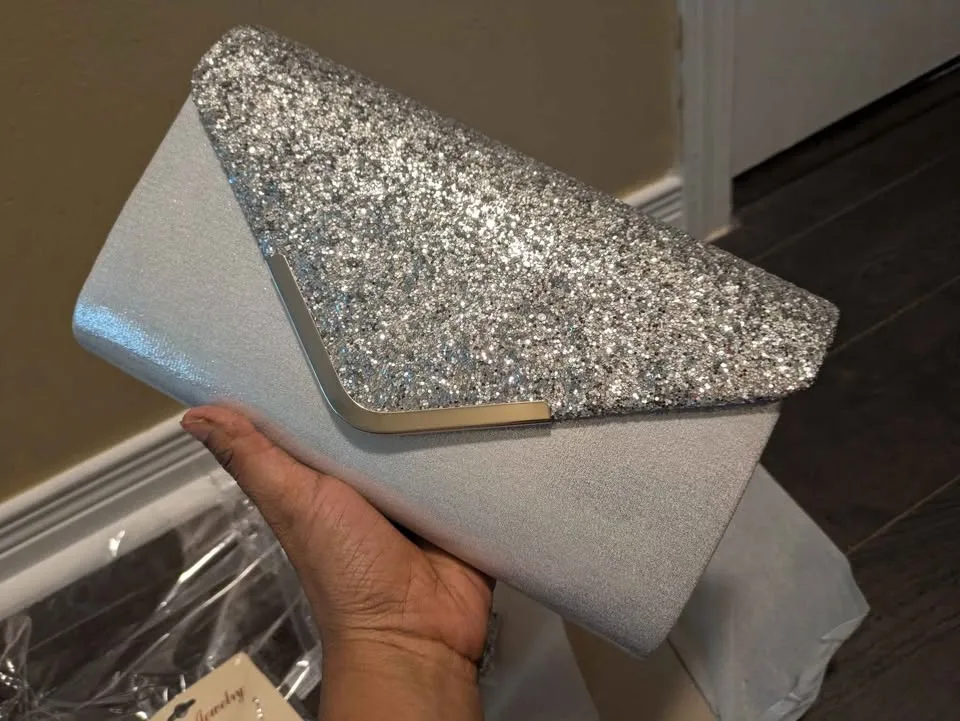 Brand new sparkling glitter evening bag with jewelry combo set image indicator(4)