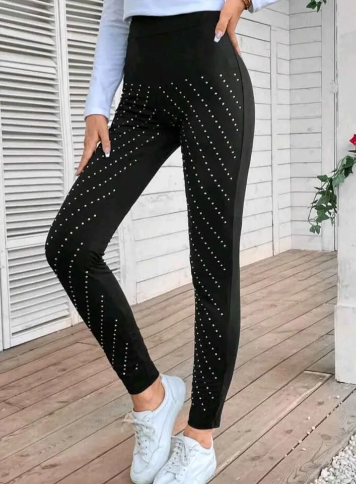Shein Rhinestone Leggings - Size L - USED ONCE image indicator(2)