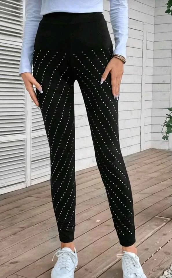 Shein Rhinestone Leggings - Size L - USED ONCE image indicator(3)