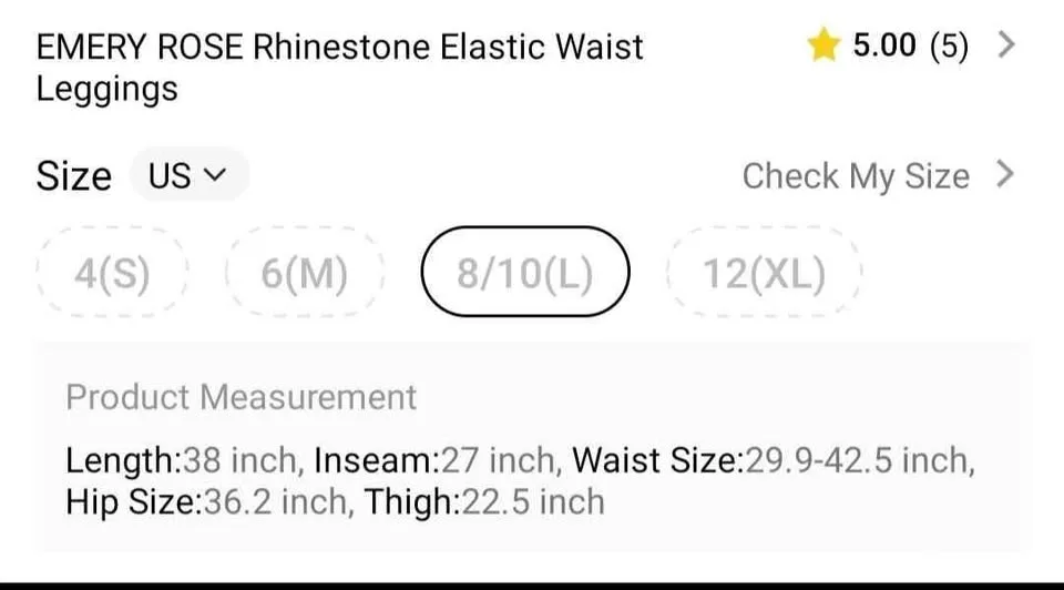 Shein Rhinestone Leggings - Size L - USED ONCE image indicator(5)