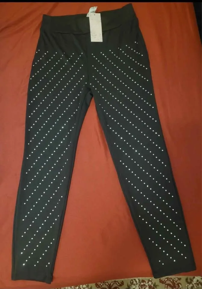 Shein Rhinestone Leggings - Size L - USED ONCE image indicator(6)