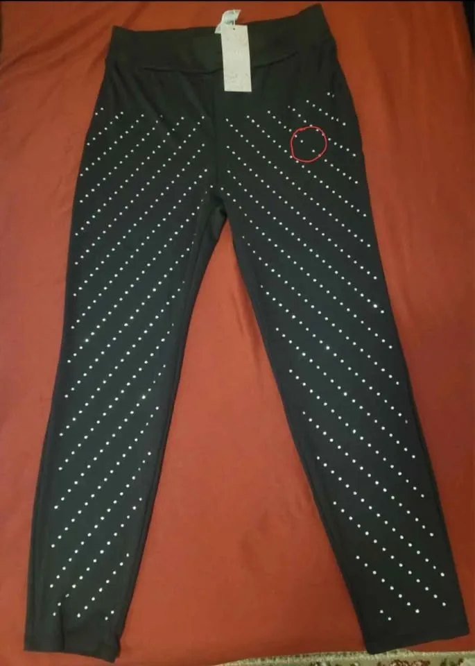Shein Rhinestone Leggings - Size L - USED ONCE image indicator(7)