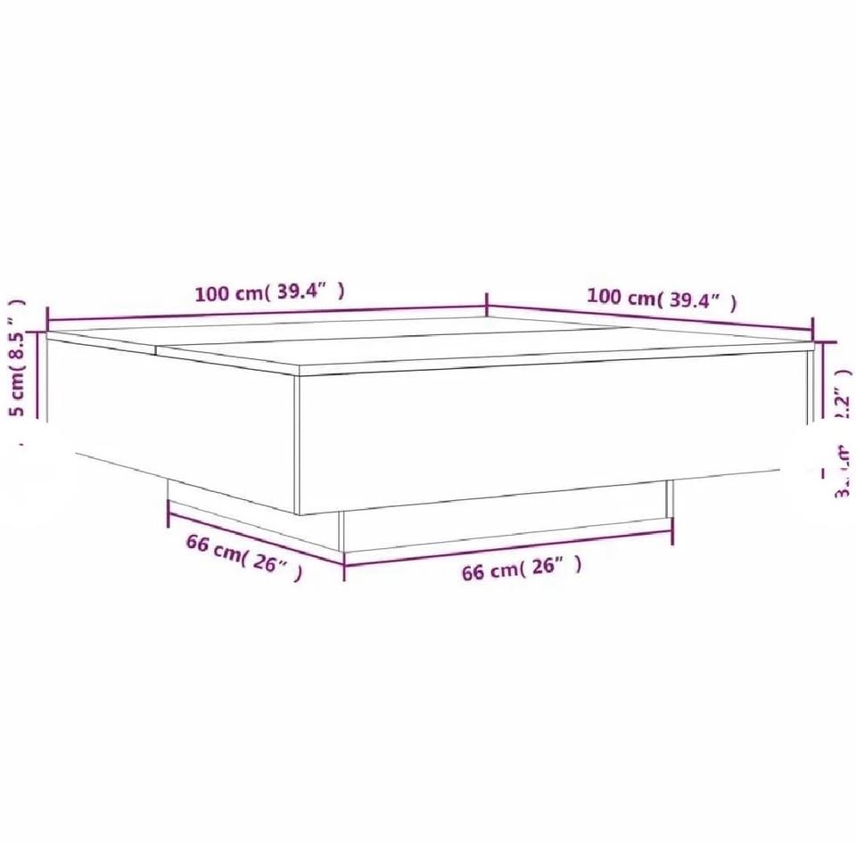 New LED coffee table modern square coffee table with lights - photo 2