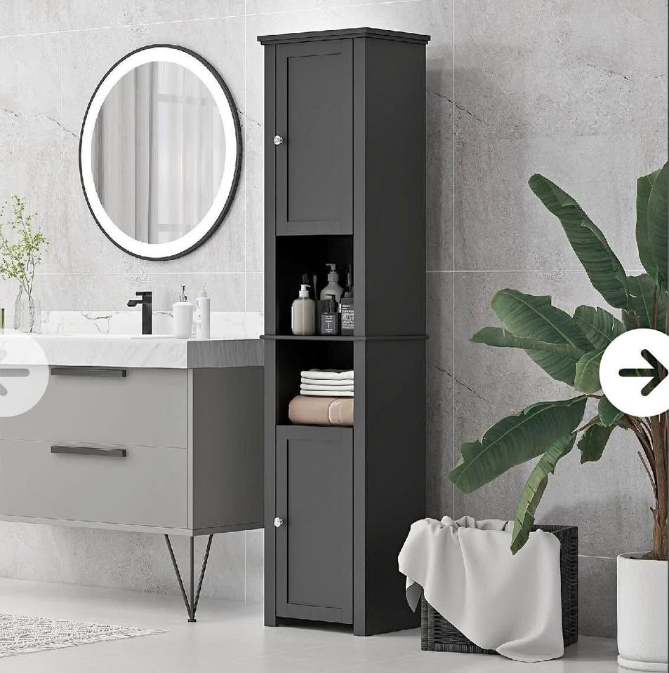 New open box tall bathroom storage cabinet