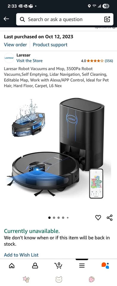 Robot vacuum cleaner + mop - self cleaning