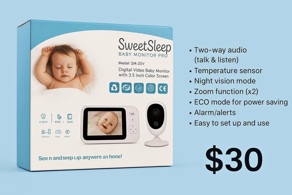 SweetSleep Baby Monitor Pro – Brand New, 3.5” Color Screen