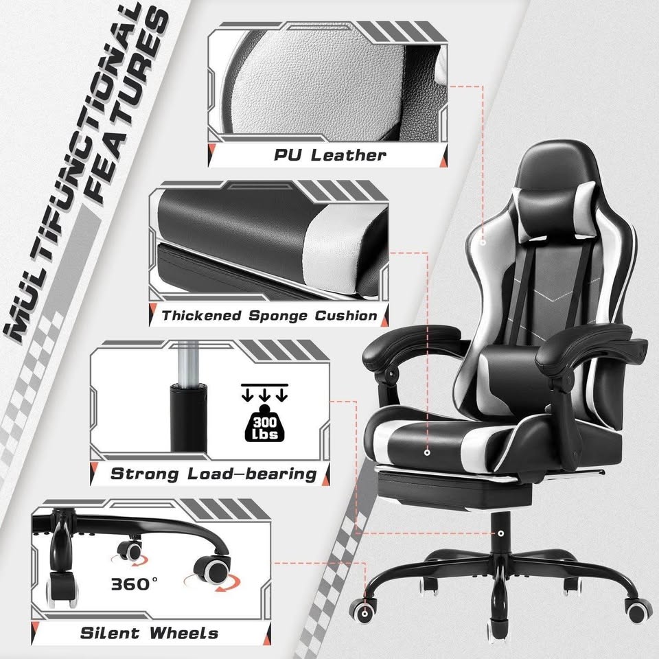 Brand New Massage Gaming Chair with Footrest - photo 2