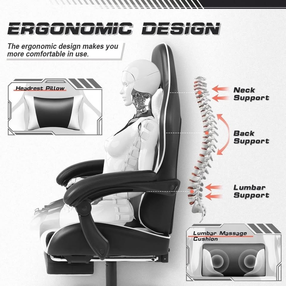Brand New Massage Gaming Chair with Footrest - photo 5
