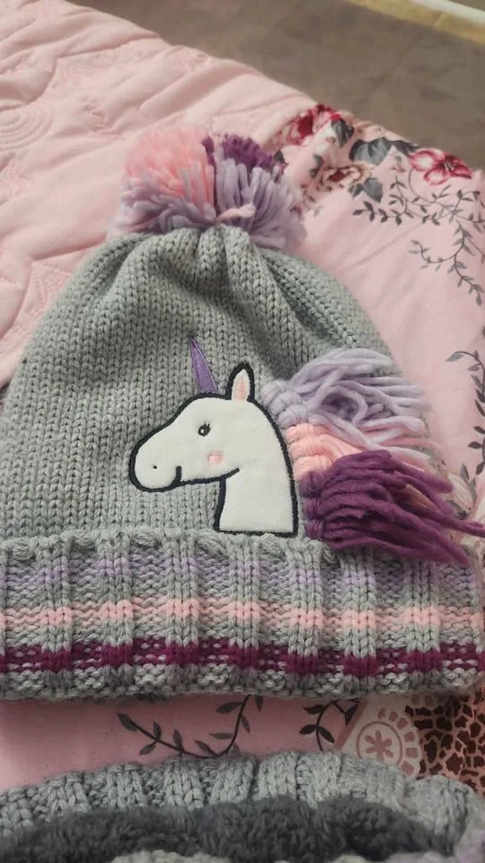🦄 Adorable Unicorn Knit Hat & Neck Warmer Set – Kids 🦄 image indicator(3)