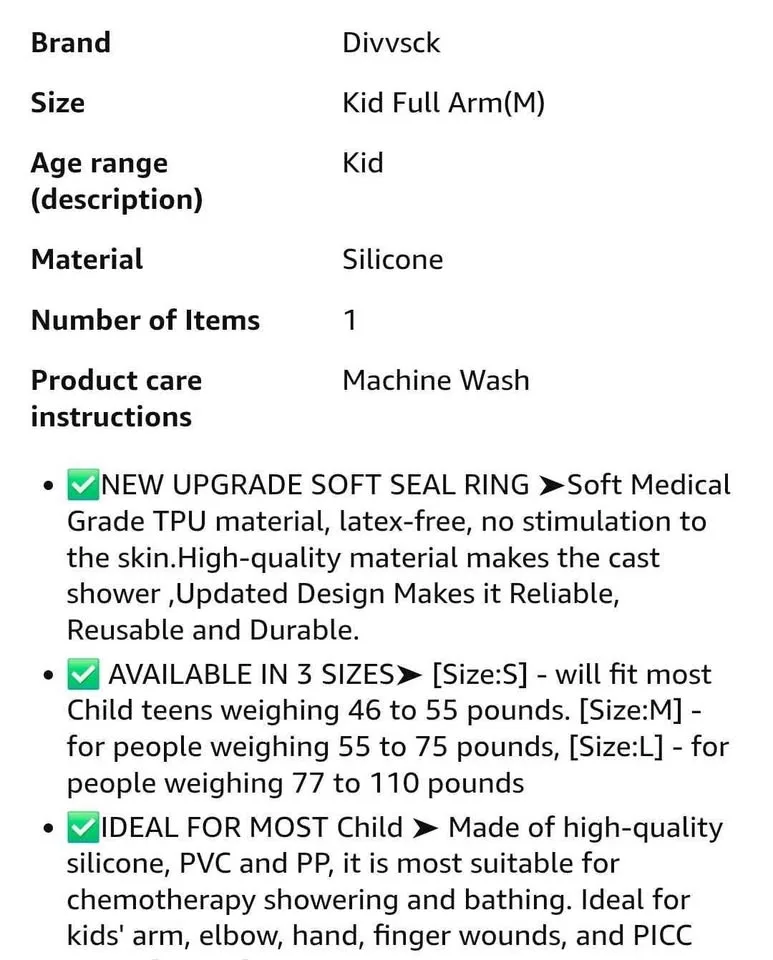 💧 Waterproof Full Arm Cast Cover for Kids – Size M 💧 image indicator(10)