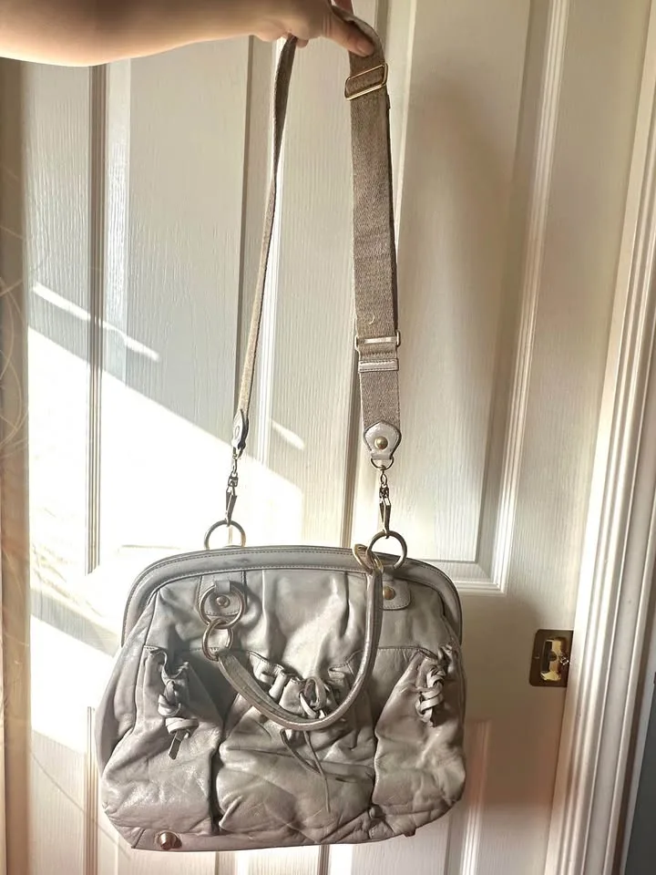 Vintage Miu Miu Beige leather 2 way Shoulder Bag image indicator(7)