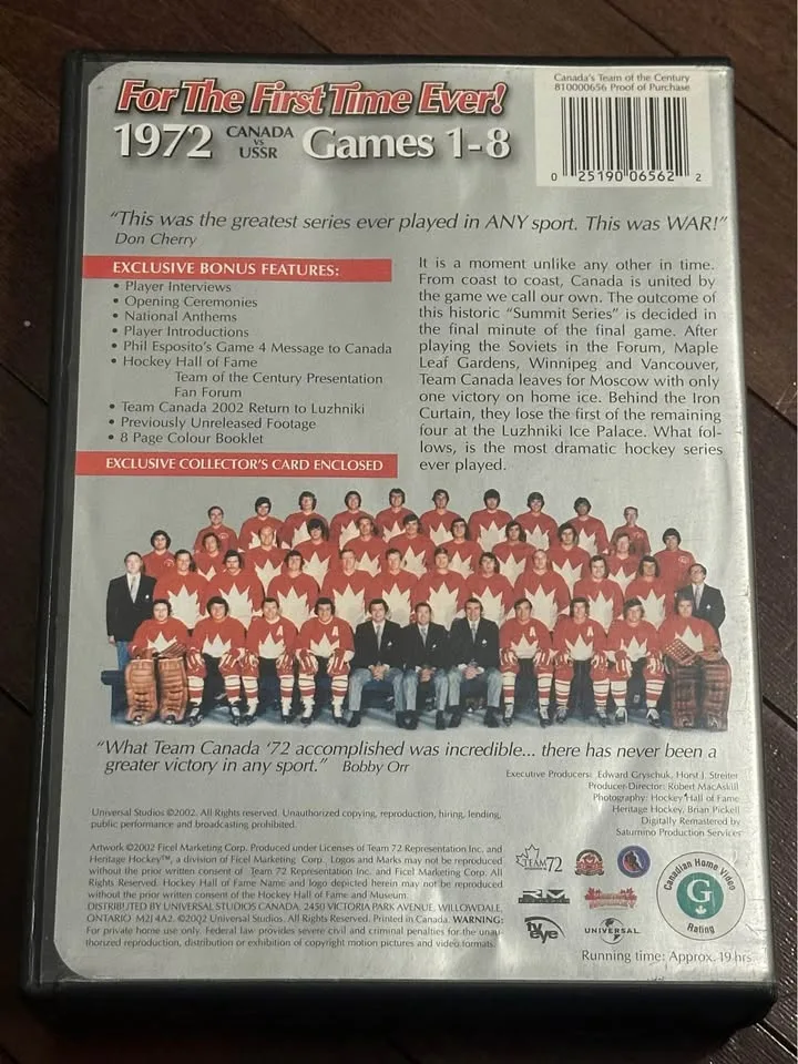 1972 Canada vs. Russia 4 DVD set with team postcard image indicator(2)