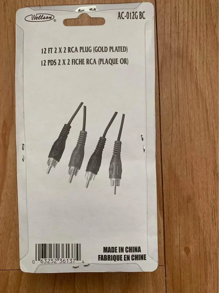 RCA 2x2 audio plug, Male-Male, 12 feet image indicator(2)