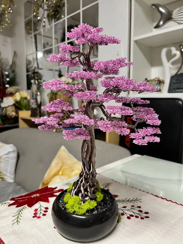 Handcrafted Cherry Blossom Aluminum Bonsai Tree – $120 image indicator(2)