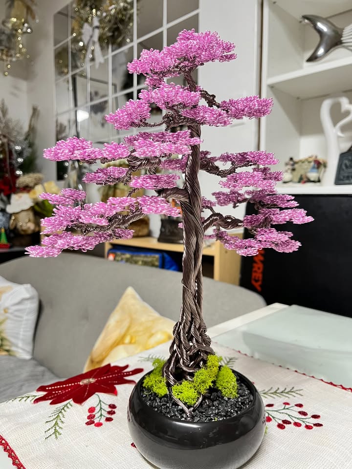 Handcrafted Cherry Blossom Aluminum Bonsai Tree – $120 - photo 3