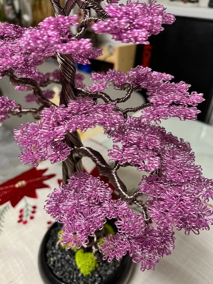 Handcrafted Cherry Blossom Aluminum Bonsai Tree – $120 image indicator(6)