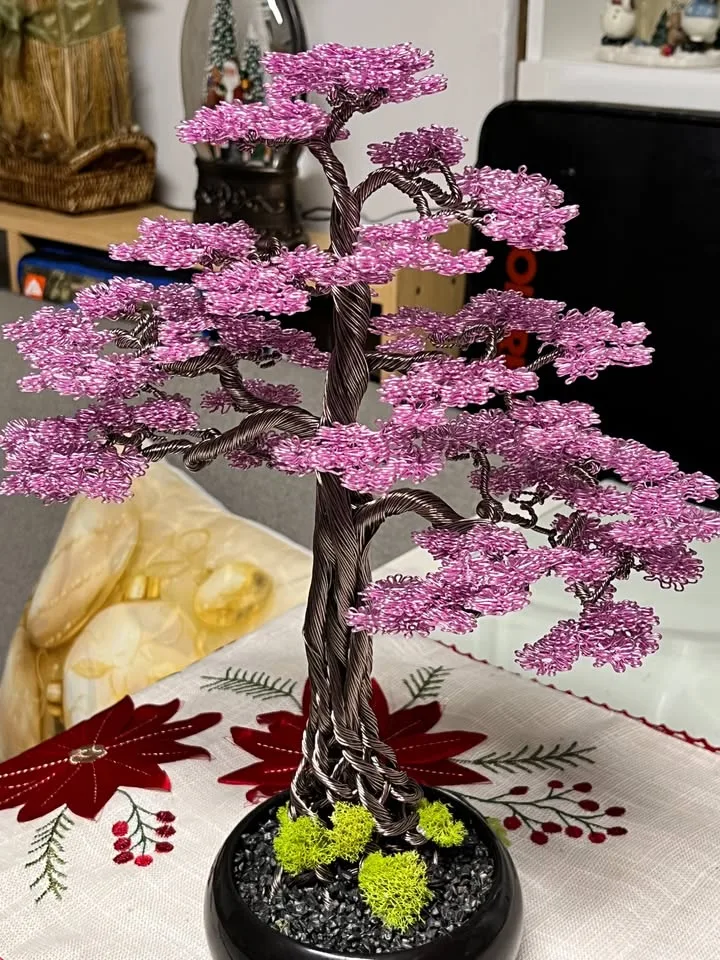 Handcrafted Cherry Blossom Aluminum Bonsai Tree – $120 image indicator(7)